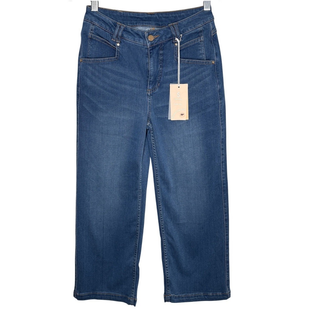 Popflex Superstretch Straight Leg Crop Jeans Small 23" Inseam Denim Medium Wash